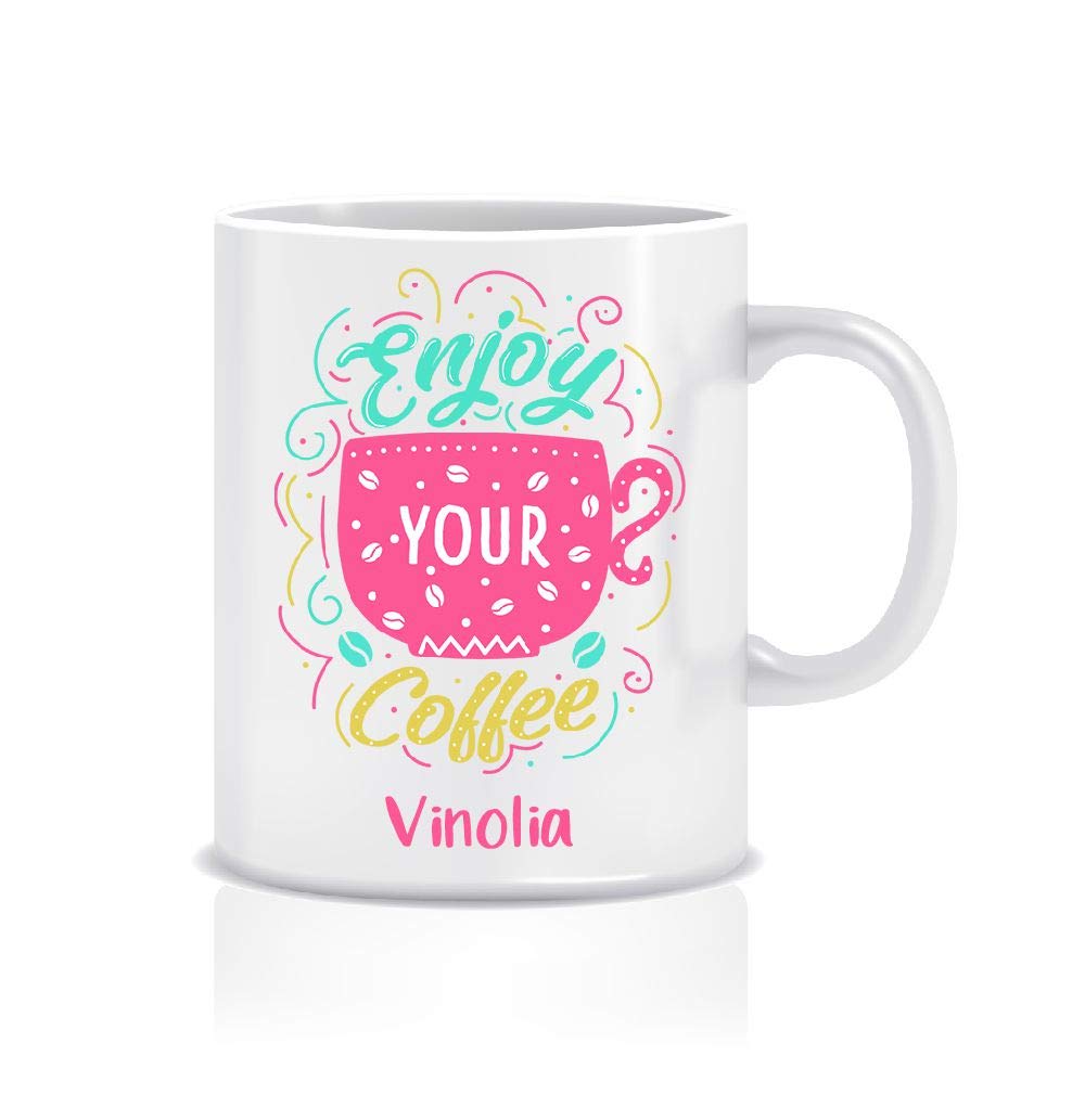 WeChitr Coffee Mug for vinolia Personalised Name Ceramic, 350ml, 1 Unit (Design d 7752)