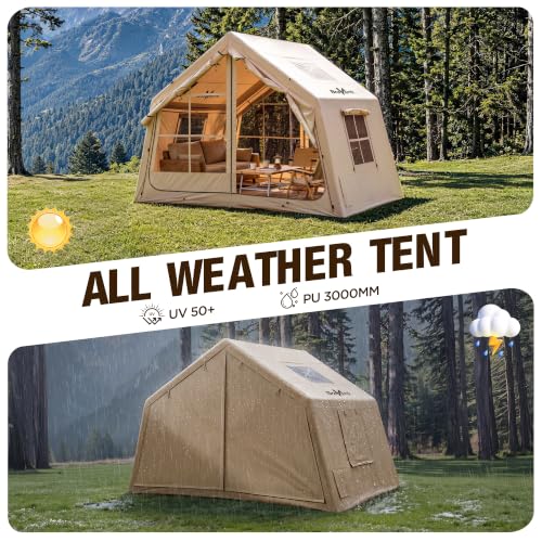 Carpa inflable para camping para 6-8 personas con claraboya y salida para estufa - 125×96.5 miniatura 7