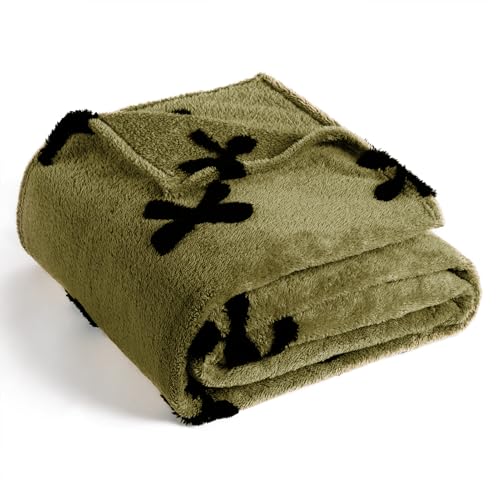 FY FIBER HOUSE Olive Green Bow Blanket Throw Blanket Soft Cute Cozy Bowknot Blankets Preppy Room Decor Gifts, 50x 60 Inch