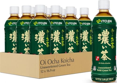 Ito En Oi Ocha Unsweetened Bold Green Tea, 16.9 Fluid Ounce (Pack of 12), Unsweetened, Low Calorie