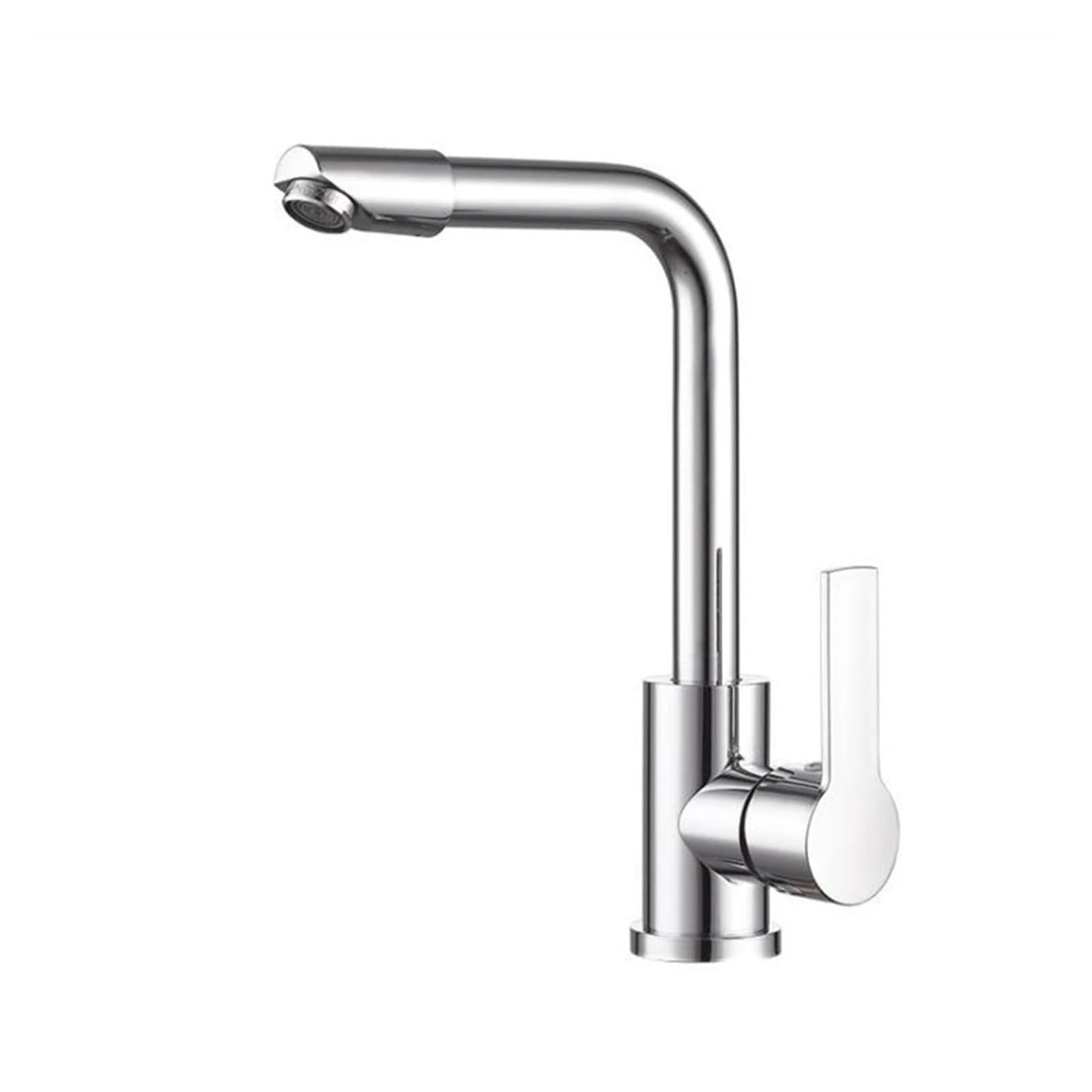 Robinet mitigeur chrome poli pivotant au design moderne épuré