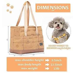 Petsfit Small Dog Carrier Purse, Portable Pet Carrier Tote Cat Carrier with Pockets, Adjustable Safety Leash, Poop Dispenser, Waterproof TPU Bottom,Khaki Petsfit Small Dog Carrier Purse Portable Pet Carrier Tote Cat Carrier with Pockets Adjustable Safety Leash Poop Dispenser Waterproof TPU BottomKhaki
