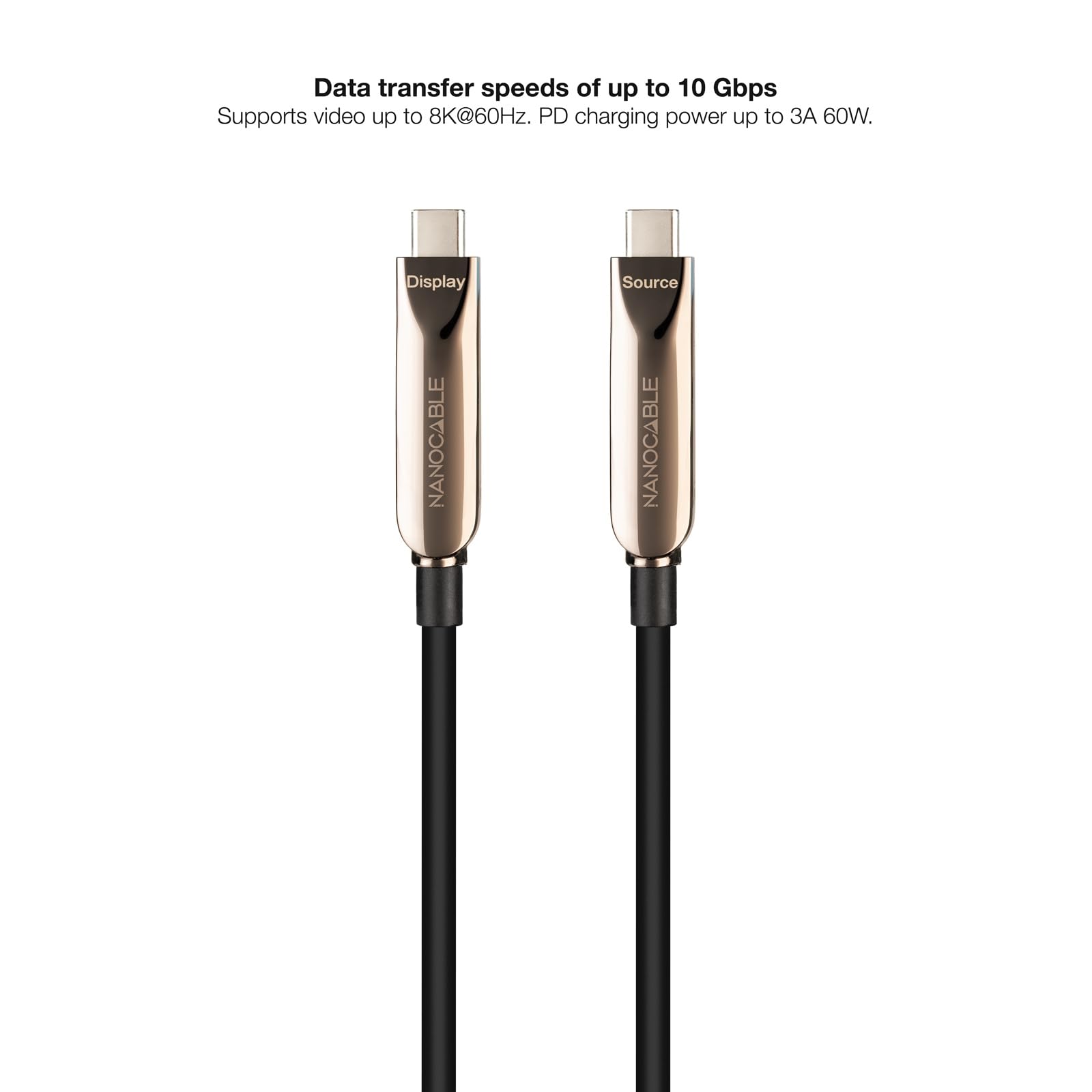 Nanocable 10.01.4605 - Cable USB 3.2 Gen2x1 AOC, 60W 3A PD 10Gbps 8K@60Hz, USB-C M/M, 5m, Negro