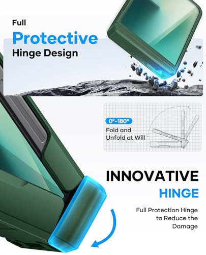 Image of ASAFCASE for Samsung Galaxy Z Flip 7 Case Wallet with Card Holder, Green | Hinge Protector, Outer Screen Protector, Full Body Protection, Shockproof Rugged Cover Phone Case for Samsung Galaxy Z Flip 7