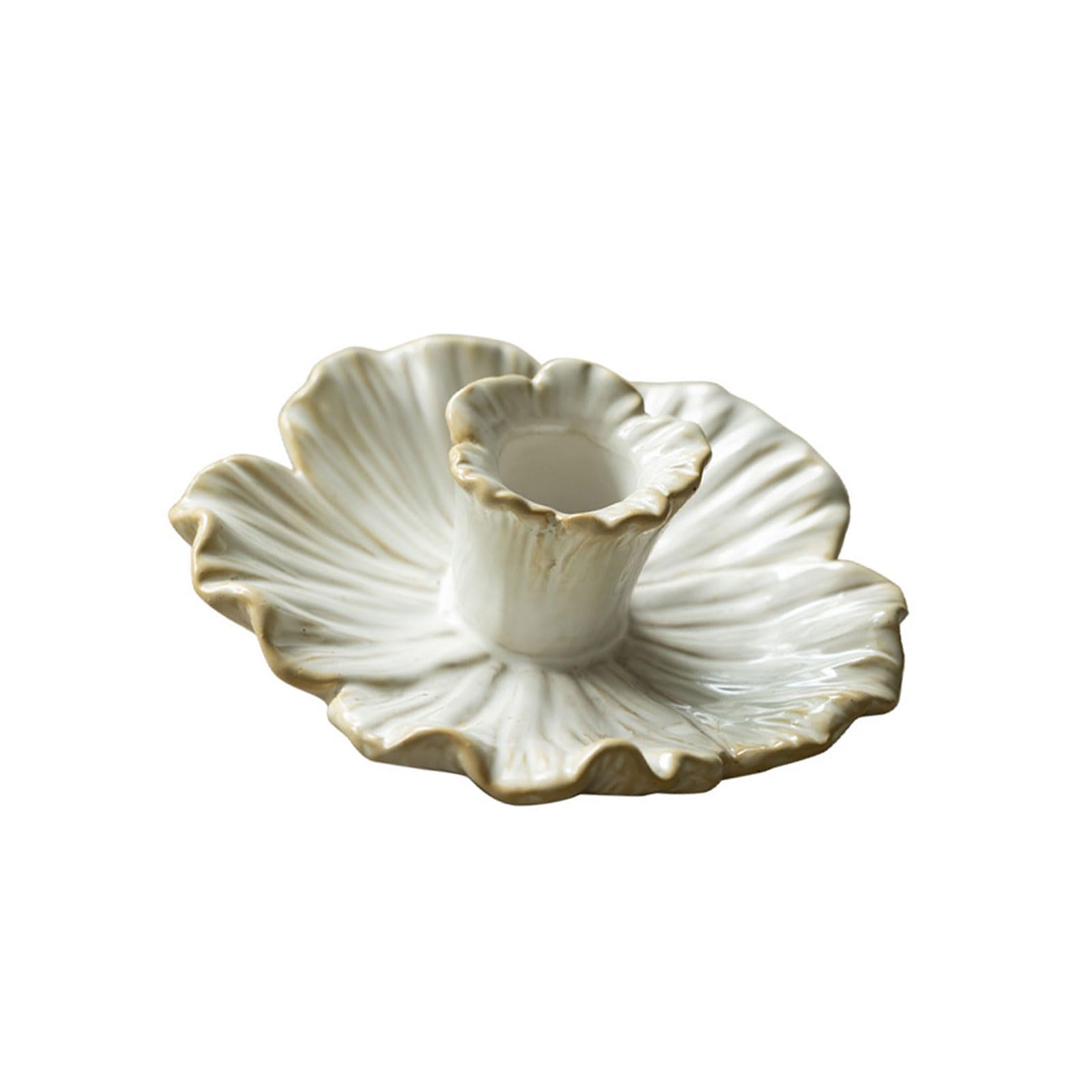 Shntig Artistic Ceramics Candlestick Holders with Smooth Surfaces for Dining Table Fireplaces and Shelf Decoration Ceramic Tray