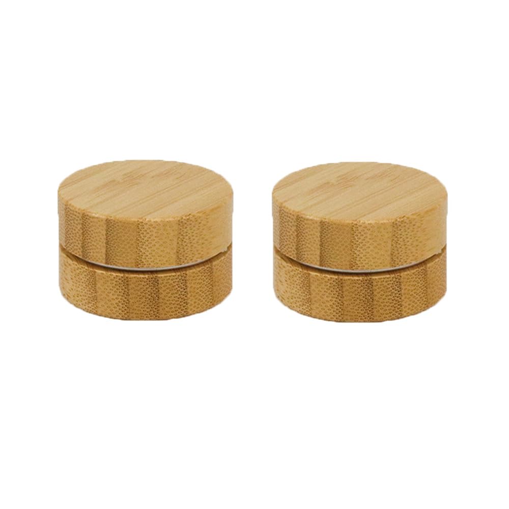 Tygiel puszka na krem, 2 sztuki, małe bambusowe puszki 41 x 25 mm, tygiel podróżny do napełniania, bambusowe pudełko na krem, puste z aluminiową wkładką, puste pojemniki do ponownego napełniania,