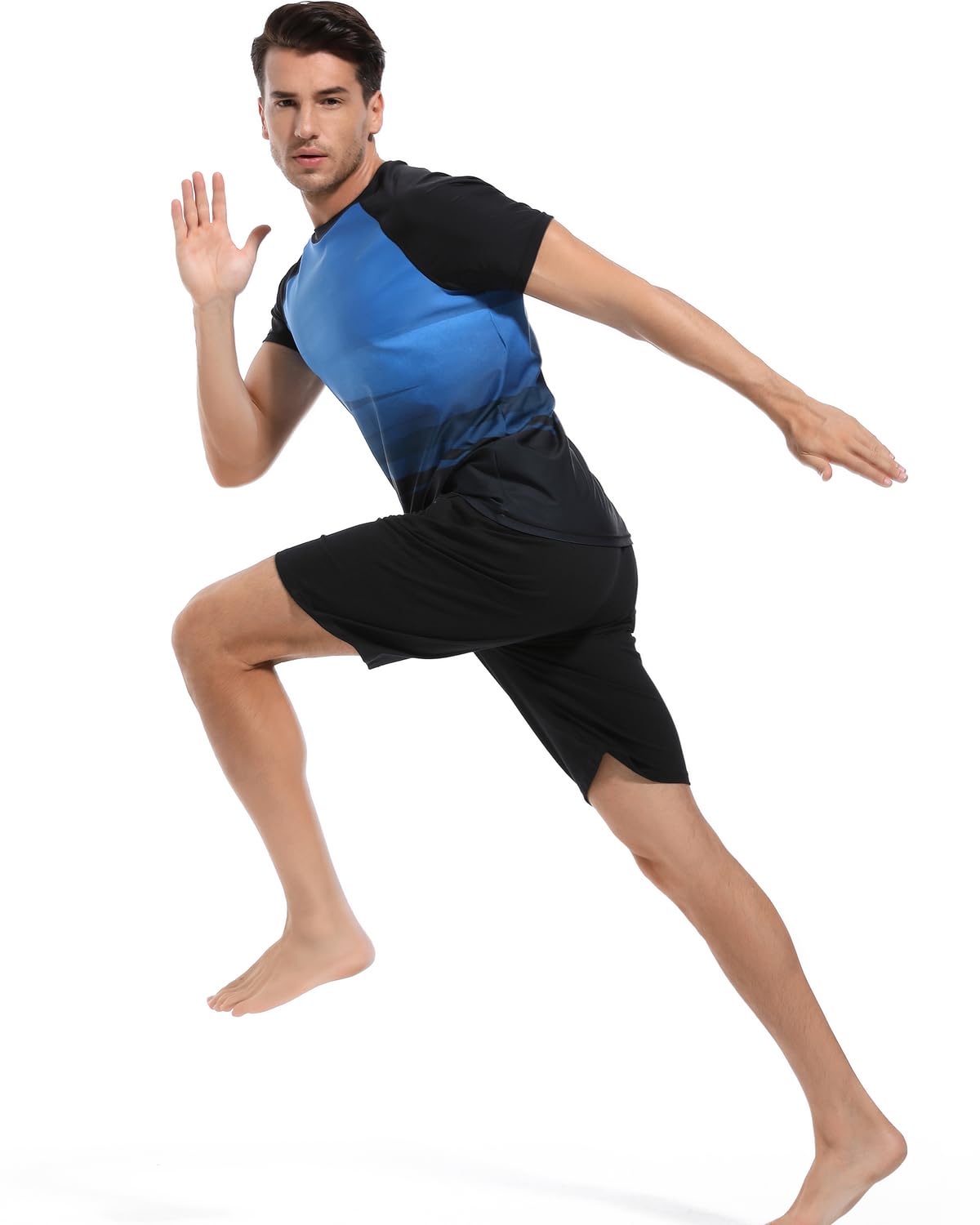VAYAGER Camiseta de Natación de Manga UPF 50+ Corta para Hombre Secado Rápido Protección UV Solar Rendimiento al Aire Libre
