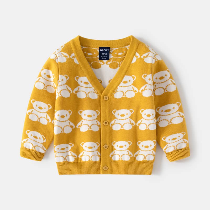 Baby Boy Girls Cute Bear Cartoon Fleece Cardigan Sweater Button Down Long Sleeve Winter Fall Comfy Jumper Top2