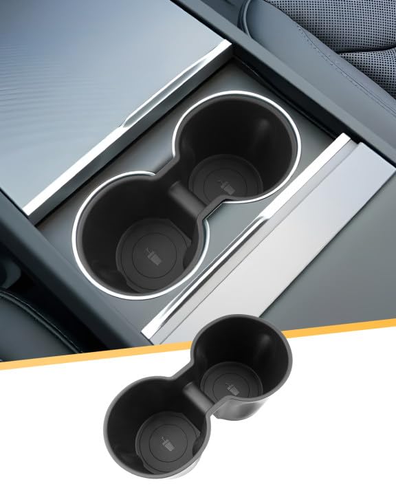 GAFAT drankhouder voor nieuwe Tesla Model Y Juniper 2025 2026/Tesla Model 3 Highland 2025 2024, TPE-zachtrubber middenconsole bekerhouder matten Tesla Model Y 2025, anti-slip, stootvast