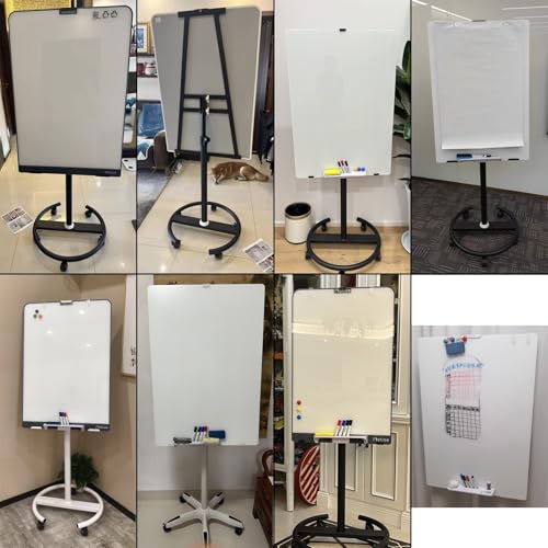 Magnetyczna tablica suchościeralna ze stojakiem, regulowana wysokość i kąt, rolka 70 x 100 cm – idealna na spotkania, prezentacje i do użytku w klasie