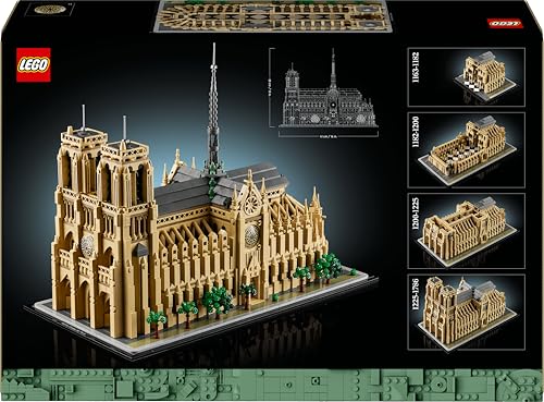 Architecture Notre-Dame de Paris, Kit Modellismo per Adulti da Costruire, Modellino di Monumento da Collezione, Gadget Regalo di Compleanno per Mamma, Papà, Amanti della Storia 21061 - Lego - Immagine 10