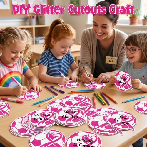 Image of Hot Pink Soccer Glitter Cutout for Pink Out Party Sports Party Supplies