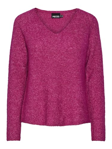 PIECES Suéter de Punto Femenino con Cuello, Fucsia, S