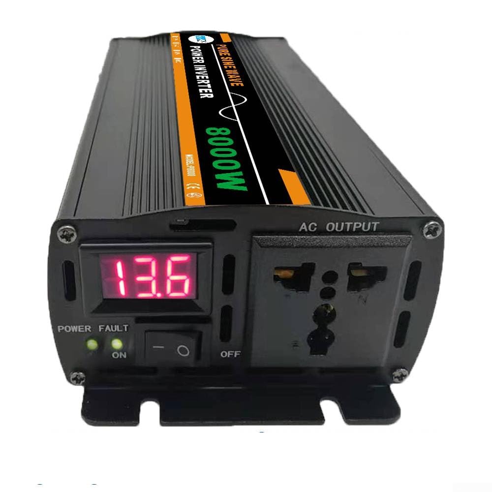 Inverter di potenza a onda sinusoidale pura da 8000 W, CC 12 V o 24 V a CA 220 V, per pannello solare, per casa, attività all'aperto, camper o campeggio (24 V 220 V)