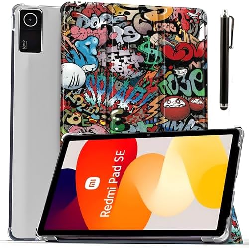 ProElite Case Cover for Redmi Pad SE 11 inch Cover, Smart Flip Case Cover for Redmi Pad SE 11 inch Translucent Back with Stylus Pen [Auto Sleep Wake Feature], Hippy