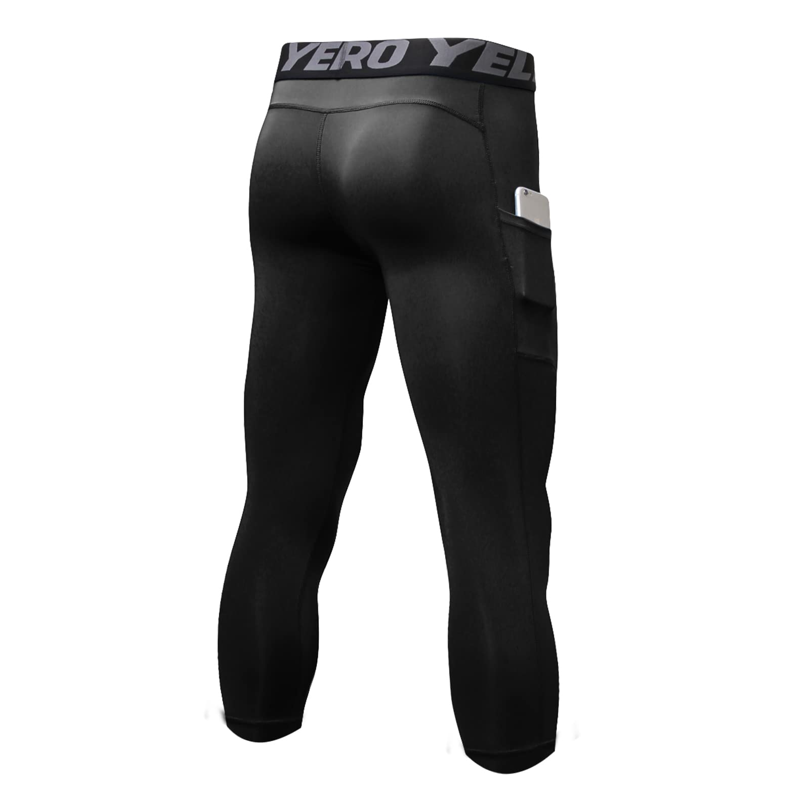 3 Pezzi Leggings a Compressione Uomo 3/4 Calzamaglie Sportive Pantaloni Base Layer Tights con Tasche