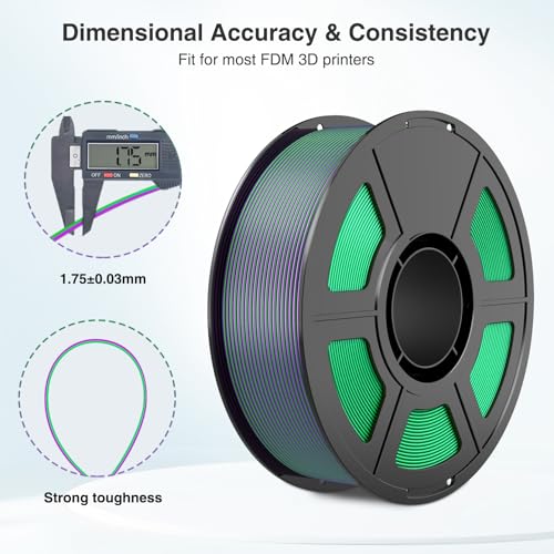 Image of Dual Color Silk PLA Filament 1.75mm 3D Printer Filament Bundle, 2kg Spool (4.4lbs), Dimensional Accuracy + /- 0.03 mm, Fit Most FDM 3D Printers (Blue Green + Purple Green)