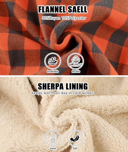 ZITY Mens Flannel Jacket Plaid Zip Up Hoodie Fleece Sherpa Lined Sweatshirt - image 5