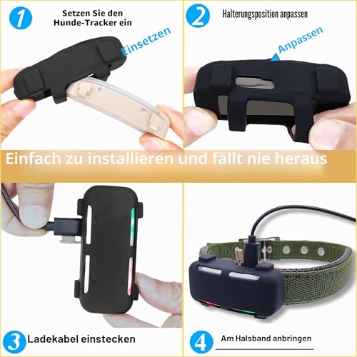 Silikon-Halterung, kompatibel mit tractive GPS Dog 6 Tracker (Version 2025) für Haustierhalsband, strapazierfähige Gummiabdeckung, sichere Hülle mit Gurt, Halskette für Dog6 Tag (2pack,schwarz)