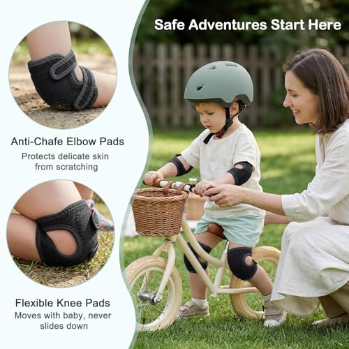 Image of Toddler Helmet and Knee Pads Set for 1-3 Years Old, Kids Bike Helmets with Toddler Knee Pads and Elbow Pads Set, Adjustable Baby Helmet for Balance Bike, Scooter, Tricycle, Bicycle