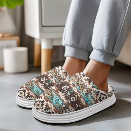 UNICEU Aztec Slip On Slippers for Women Cozy Comfortable House Shoes Non-slip Fuzzy Slipper for Travel Bedroom3