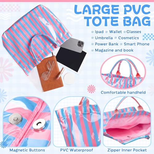 Bolso Tote Rayado Hsei PVC Grande Impermeable Ligero miniatura 3