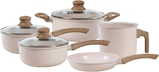 Jogo com 5 panelas de alumínio ecoglide vanilla - indução e gás - rev