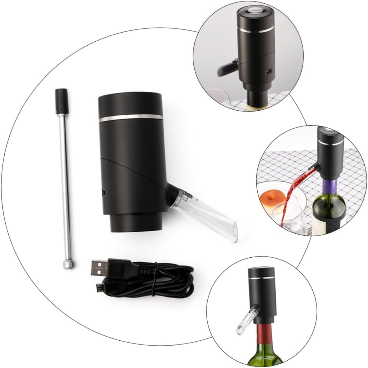 1pc Electric Wine Decanter Dispenser Automatic Aerator Wine Stopper for Parties Lightweight Quiet Design for Stylish Serving