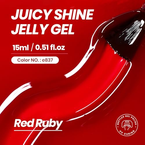 Image of Beetles Jelly Red Gel Nail Polish - 15ML Red Neutral Sheer Gel Polish Translucent Effect Soak Off UV French Nail Art Manicure Salon Gift for Women