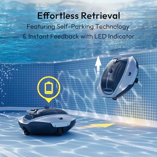 Image of Bubot 300P Cordless Pool Vacuum for Above Ground Pool, Robotic Pool Cleaner with Bluehole Suction, DirtLock 2.0, Dual Filters, Smart Sensor, Self Parking up to 850 Sq.Ft, Deep Gray