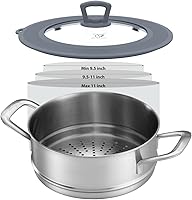 Vista 4 de Juego de 2 tapas universales de vidrio templado ventilado para ollas, sartenes y cacerolas con cubierta antisalpicaduras de silicona resistente al