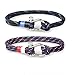 Amery Bracelet Corde Homme Femme Tissu Tressé Corde Ancre Acier Inoxydable Marin Corde Nautique Manille Bracelet Ancre Marine Bracelet Surf Homme Femme Corde Fait Main Bracelets Couple Distance 21CM