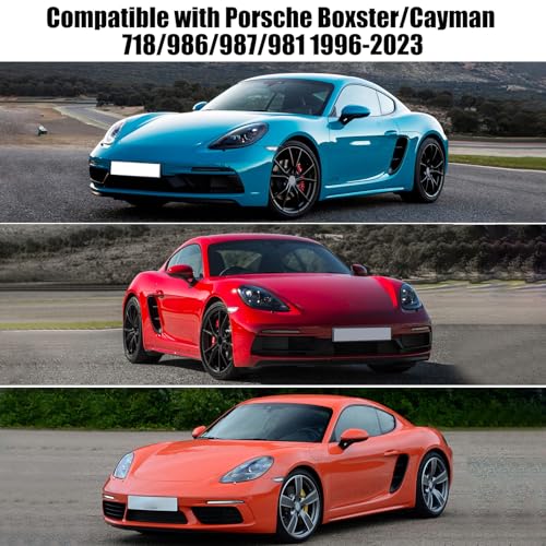 Image of Custom-fit Soft Top Roof Protector for Porsche Boxster /Cayman 718 /986 /987 /981 1996-2024, 6 Layers All Weather Waterproof Half Car Cover with Windproof Strap & Metal Hooks for Sun Snow Rain Protection