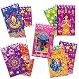 KYMY Happy Diwali Pocket Mini Notebooks, 16pcs Deepavali Rangoli Small Memo Notepads, Festival of Lights Tactical Steno Pads for Indian Hindu Office, School & Party Supplies