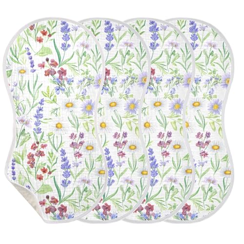 xigua Lavender Muslin Baby Burp Cloths Set of 2, Super Soft & Absorbent Burping Rags, Cotton Burp Clothes Shower Gift for Newborn, Baby Girls and Boys3