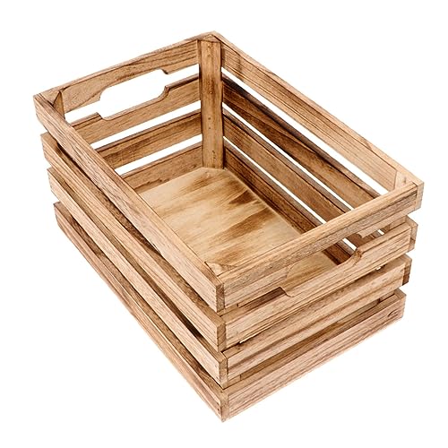 Garneck 1pc Wooden Storage Box Display Basket Storage Bins Bamboo Storage Cabinet Wooden Barrel Planter Unfinished Crates for Craft Wooden Key Organizer Fruit Crates Desktop Container