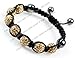 Shamballa Style Jewelry 7 Beads Gold Yellow Pave Sparkle Crystal Ball Hand-Woven Bracelet 7 Shinning Beads