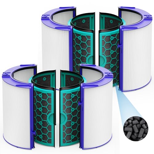 Image of 2 Pack TP04 Replacement Filter for Dyson TP04 HP04 DP04 TP05 DP05 Air Purifier Sealed Two Stage Pure Cool Fan Combi 360 Glass HEPA Filter & Activated Carbon Filter, #969048-01, Purple /Teal