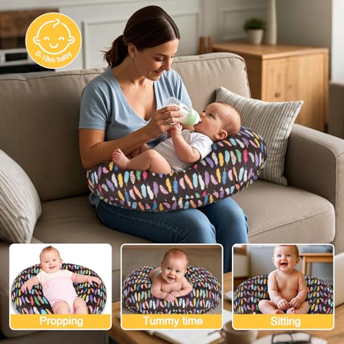 Image of x-vesolje Nursing Pillow, Breastfeeding Pillow with Removable Cover, Ergonomic Breast Feeding Pillow, Baby Feeding Support Pillow for Mom Easier Breastfeeding- Original Size /Feather