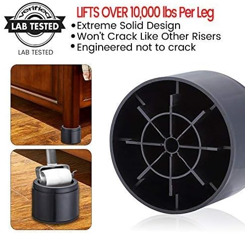 Miniatura 4 de iPrimio Elevadores de cama, redondos, elevadores de 3 pulgadas, resistentes, paquete de 8, hasta 10000 libras, bloques de elevación de cama,