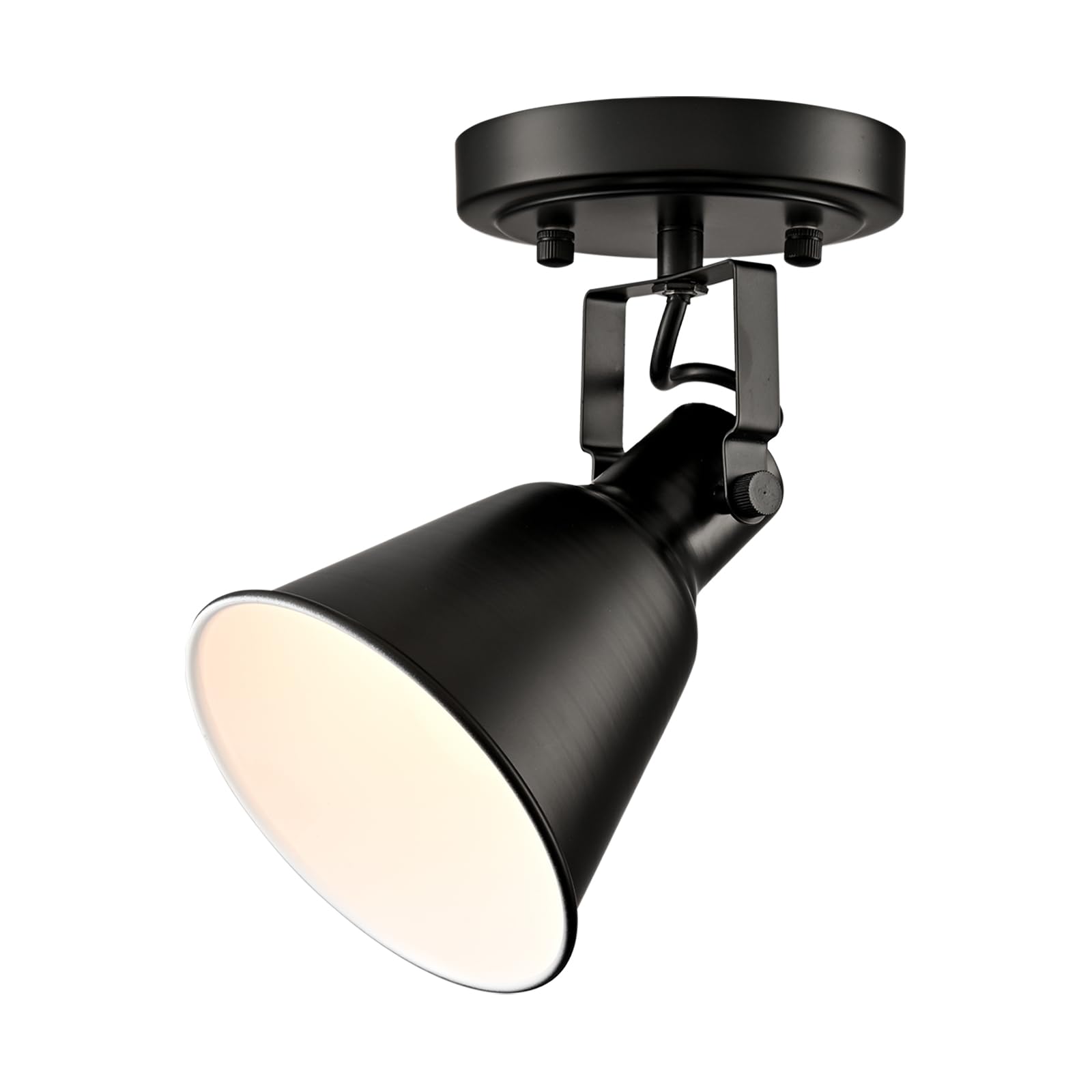 DIRYZON EUL 1-Light Adjustable Industrial Ceiling Spot Light with Adjustable Head Matte Black Semi Flush Mount Fixture for