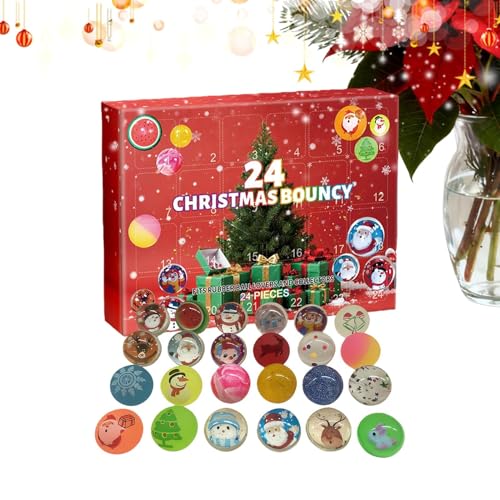 クリスマス アドベント カレンダー バウンシーボール 2025-24日間 ボールおもちゃ | 季節の カウントダウン カレンダー - 男の子 女の子 向け ストレス 解消 クリスマス 家庭 日常 フェスティバル 休日 集まり