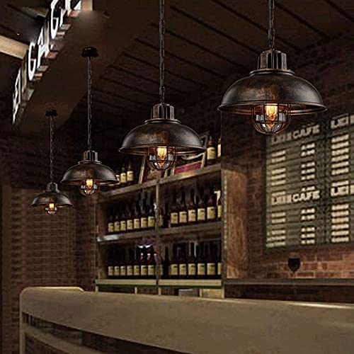 Lustre suspension vintage industriel noir E26 pour chambre et restaurant