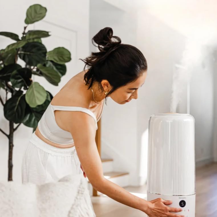 Homedics Warm and Cool Mist Ultrasonic Humidifier for Large Rooms - 2 Gallon Top-Fill Tank, UV-C Technology to Reduce Bacteria & Mold, 90-Hour Runtime, Smart Humidistat, Remote & Nightlight