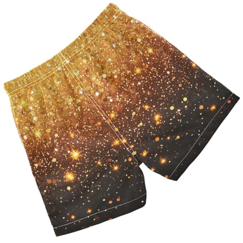 Pigsaly Boys Swim Trunks Dark Mustard Yellow Amber Gradient Flashing Glitter Boys Board Shorts Swimsuit Swimwear 5T2