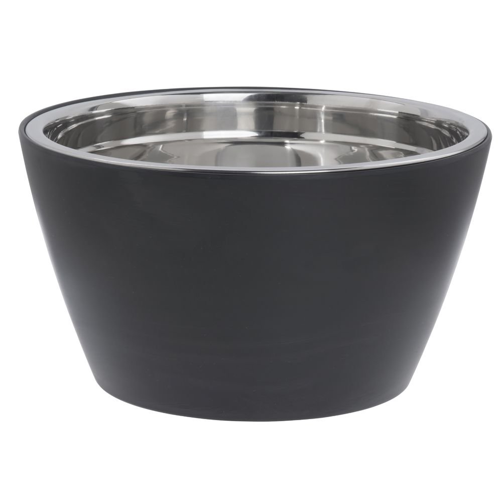 Serving Bowl Black Melamine with Stainless Steel Bowl Insert - 12"Dia x 6 1/2"D by HUBERT – Melamine, Black, Model 85000+53590