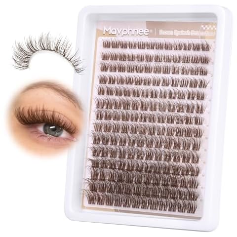 Lash Clusters Brown Eyelash Clusters Natural DIY Lash Extensions 10-18MM Wispy Cluster Eyelash Extensions CD Curl Clear Band Fluffy Individual Lashes Dark Brown False Lashes by Mavphnee Cover