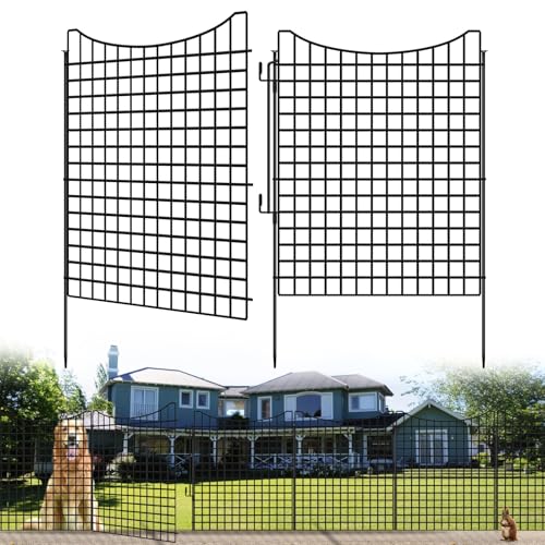 12 Panels 33 in(H) X 26ft(L) Dog Fence Outdoor for Yard with Lock, Garden Fence Animal Barrier, Decorative Metal Wire Fence Panel Tall Fencing for Garden, Patios, Flower Bed