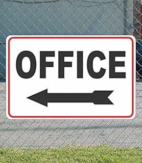 Office Left Arrow White Black Red Metal Sign
