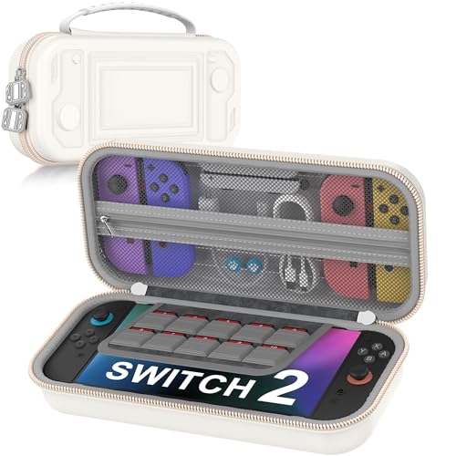 【2025年新版】 Switch 2/Switch/OLED ケース 保護カバー 収納バッグ 防水 防塵 防汚 耐衝撃 ナイロン素材 全面保護型 消臭 ゲームカード20枚 持ち運び便利 大容量 収納バッグ スイッチ ケース 旅行 白